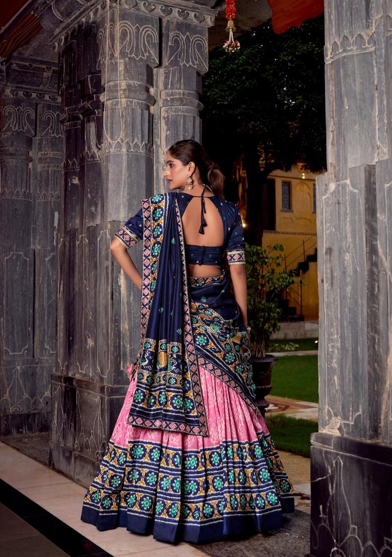 Light Pink Printed Rangoli Lehenga Set - Indya