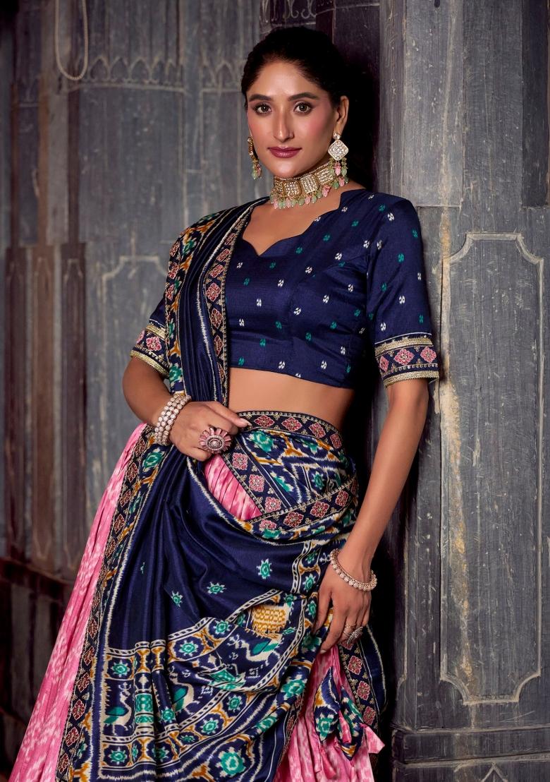 Light Pink Printed Rangoli Lehenga Set - Indya