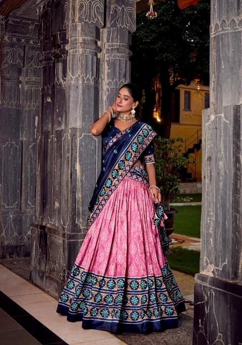 Light Pink Printed Rangoli Lehenga Set