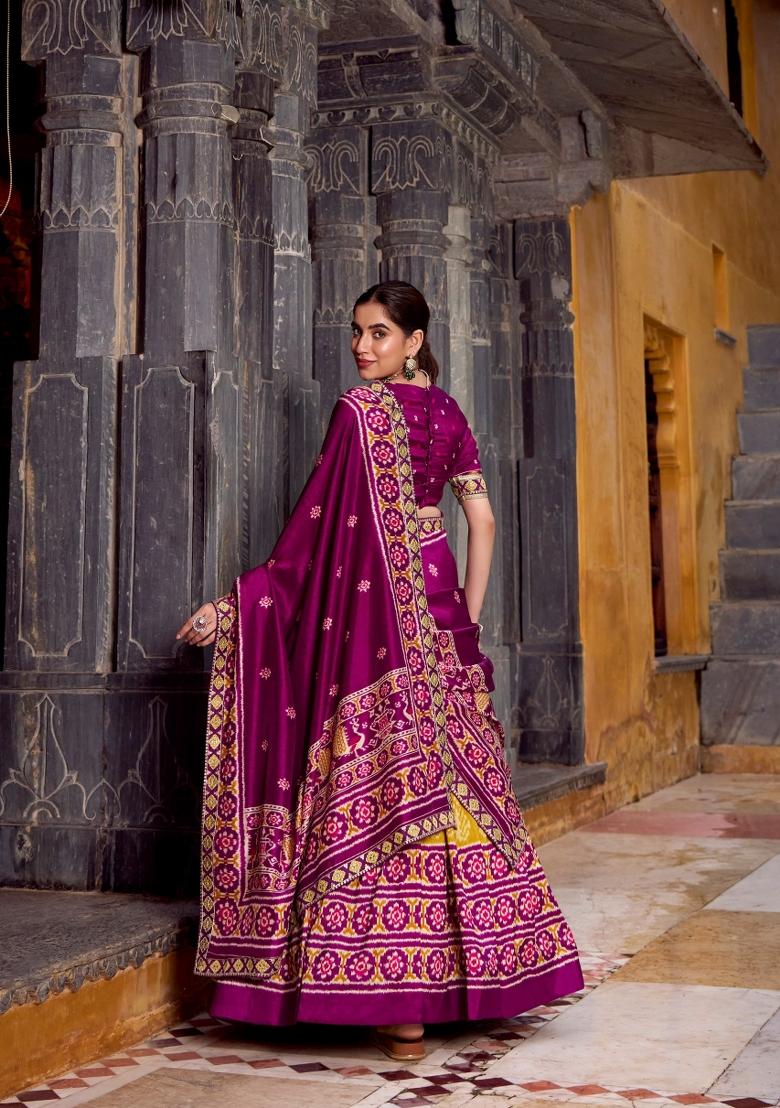 Mustard Printed Rangoli Lehenga Set - Indya