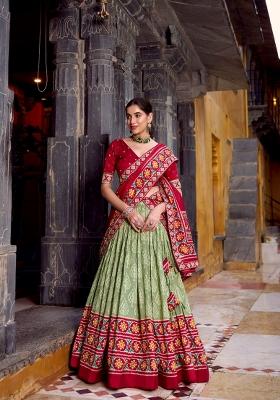 Sea Green Printed Rangoli Lehenga Set