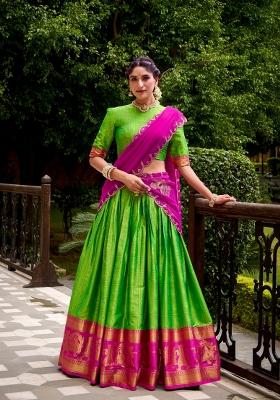 Perrot Zari Work Cotton Lehenga Set