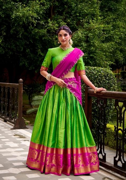 Perrot Zari Work Cotton Lehenga Set