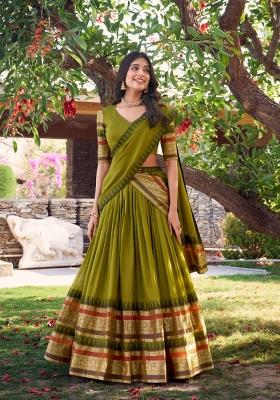 Perrot Drawstring With Zip Cotton Lehenga Set