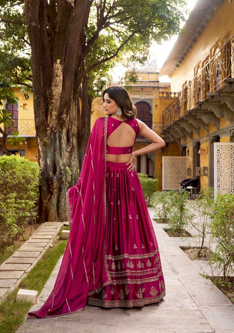 Pink Rangoli Lehenga Set with Embroidered for Diwali | Wedding & Festive Wear - Indya