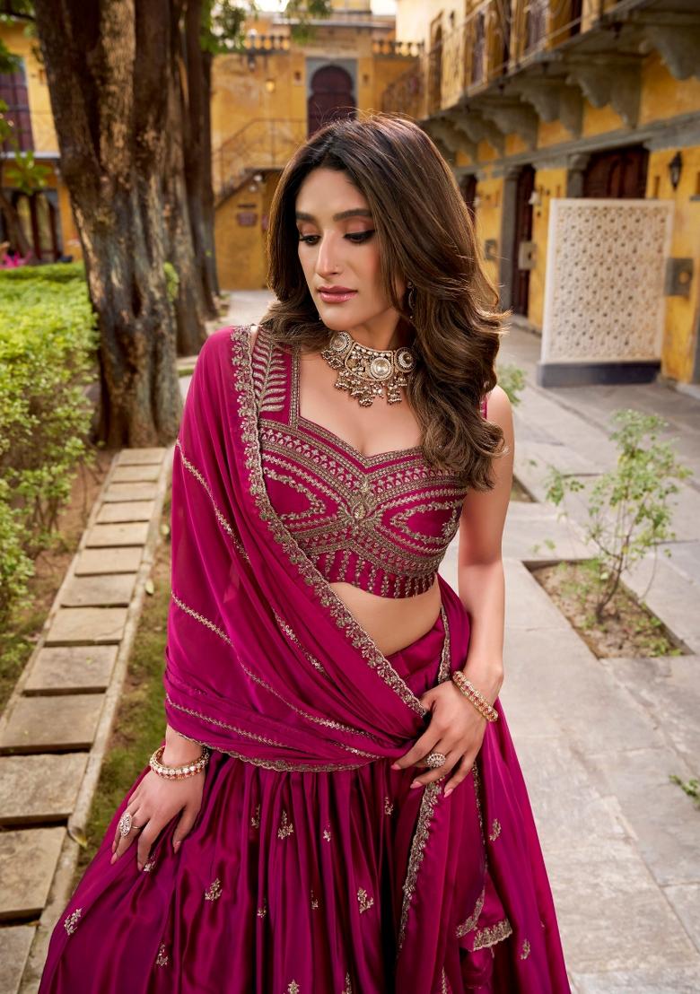 Pink Embroidered Rangoli Lehenga Set - Indya
