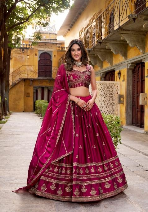 Pink Embroidered Rangoli Lehenga Set