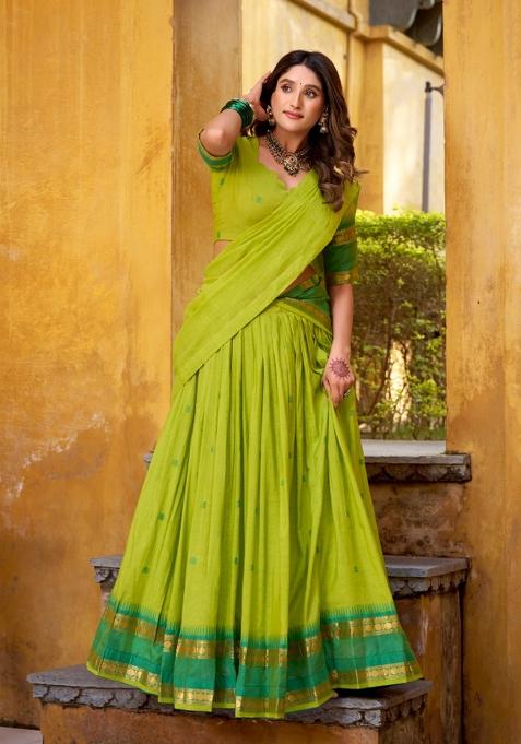 Perrot Zari Work Chanderi Lehenga Set