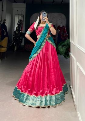 Pink Sequin Work Silk Blend Lehenga Set