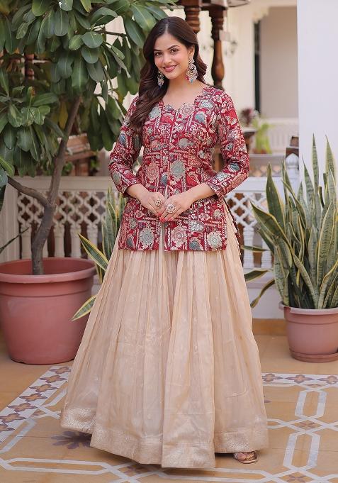 Maroon Cosmos Lehenga Set