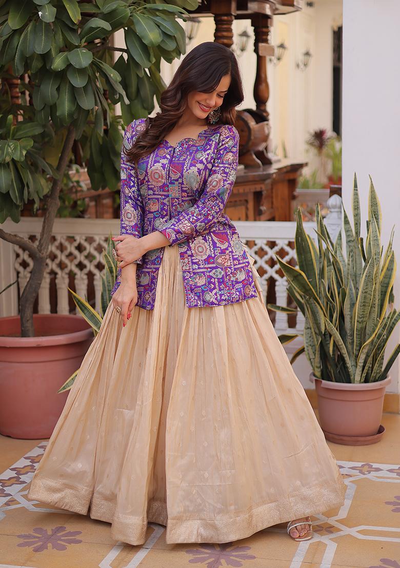 Purple Cosmos Lehenga Set - Indya