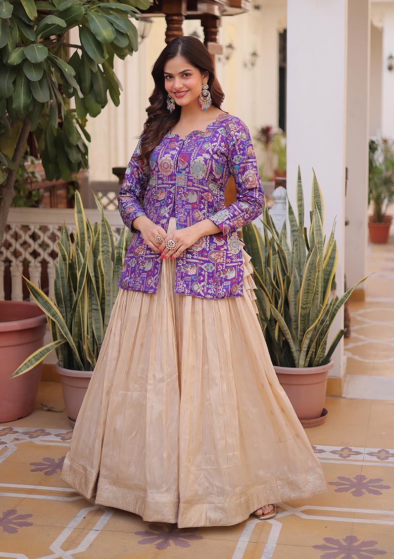 Purple Cosmos Lehenga Set - Indya