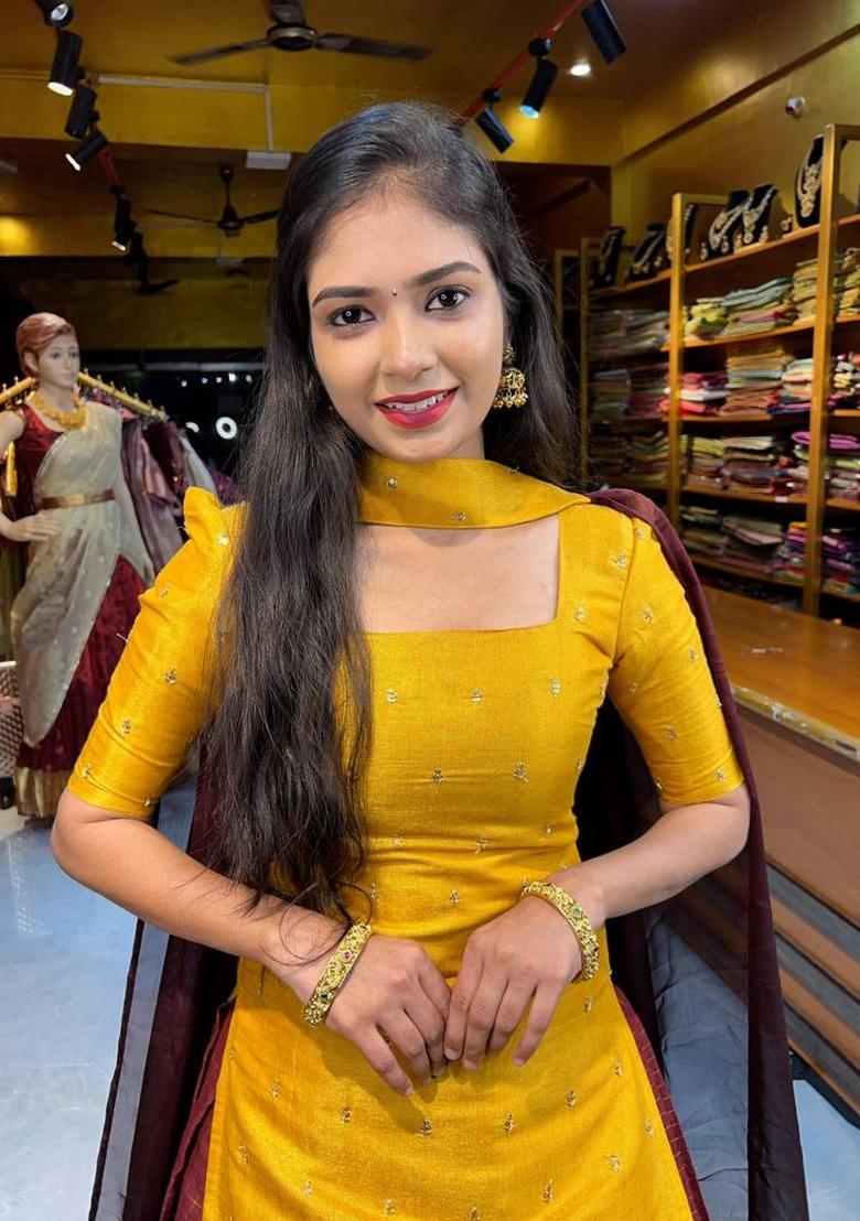 Maroon Embroidered Cotton Lehenga Set - Indya