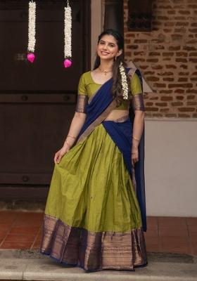 Olive Zari Work Silk Lehenga Set