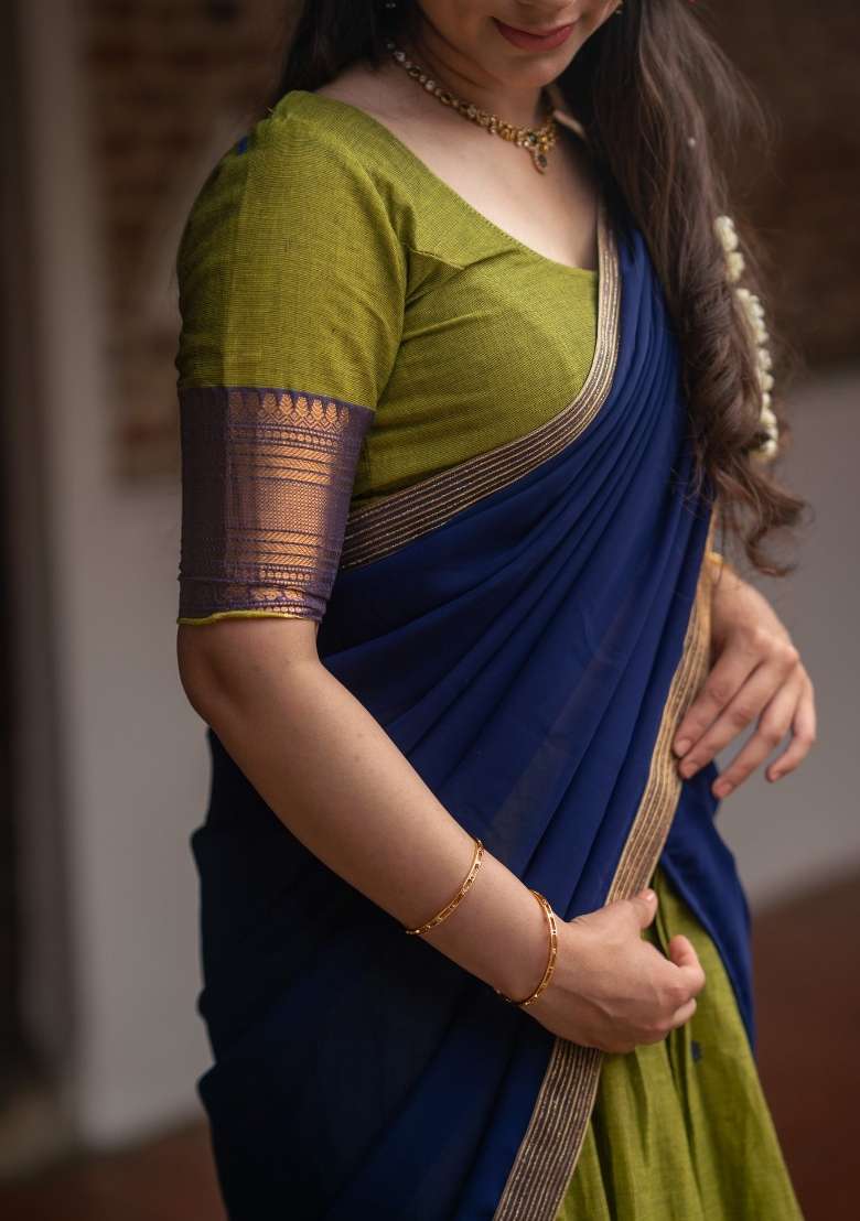 Olive Zari Work Silk Lehenga Set for Diwali and Festive Wear - Indya