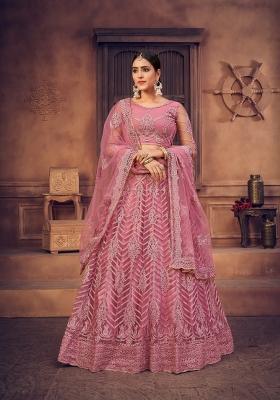 Dusty Embroidered Net Lehenga Set