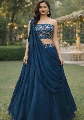 Rama Embroidered Silk Blend Lehenga Set