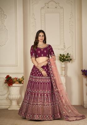 Pink Embroidered Silk Blend Lehenga Set