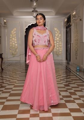 Pink Embroidered Jimmy Choo Lehenga Set
