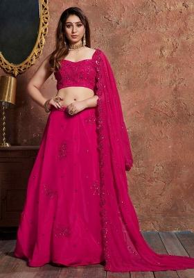 Rani Pink Sequin Work Georgette Lehenga Set