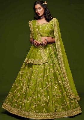 Neon Sequin Work Silk Blend Lehenga Set
