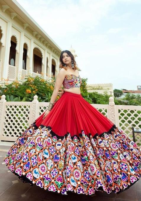 Multicolor Digital Print Silk Blend Lehenga Set