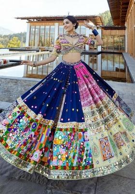 Multicolor Digital Print Silk Blend Lehenga Set