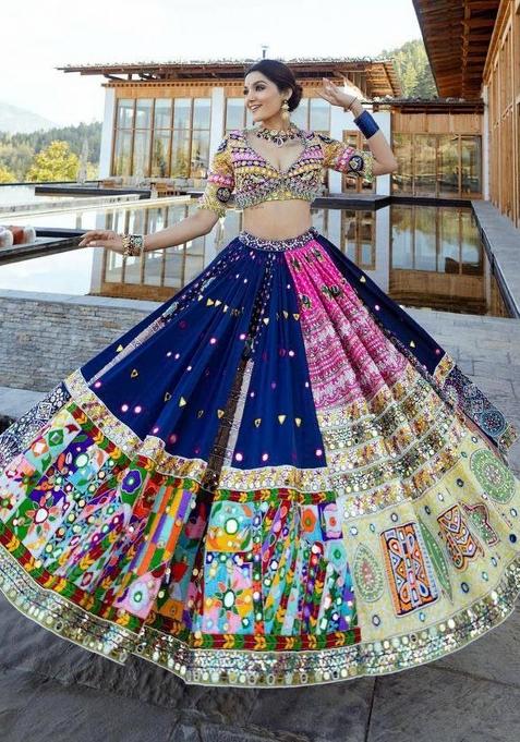 Multicolor Digital Print Silk Blend Lehenga Set