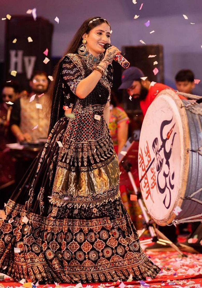 Multicolor Digital Print Silk Blend Lehenga Set - Indya