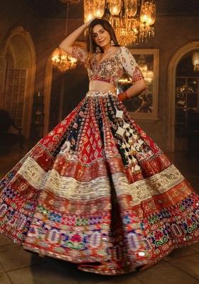 Multicolor Digital Print Silk Blend Lehenga Set
