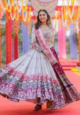 Multicolor Digital Print Silk Blend Lehenga Set