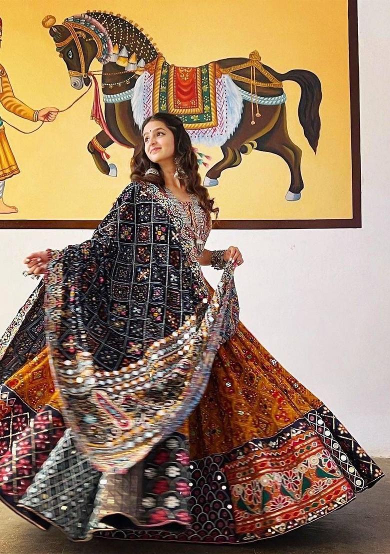 Multicolor Digital Print Silk Blend Lehenga Set - Indya