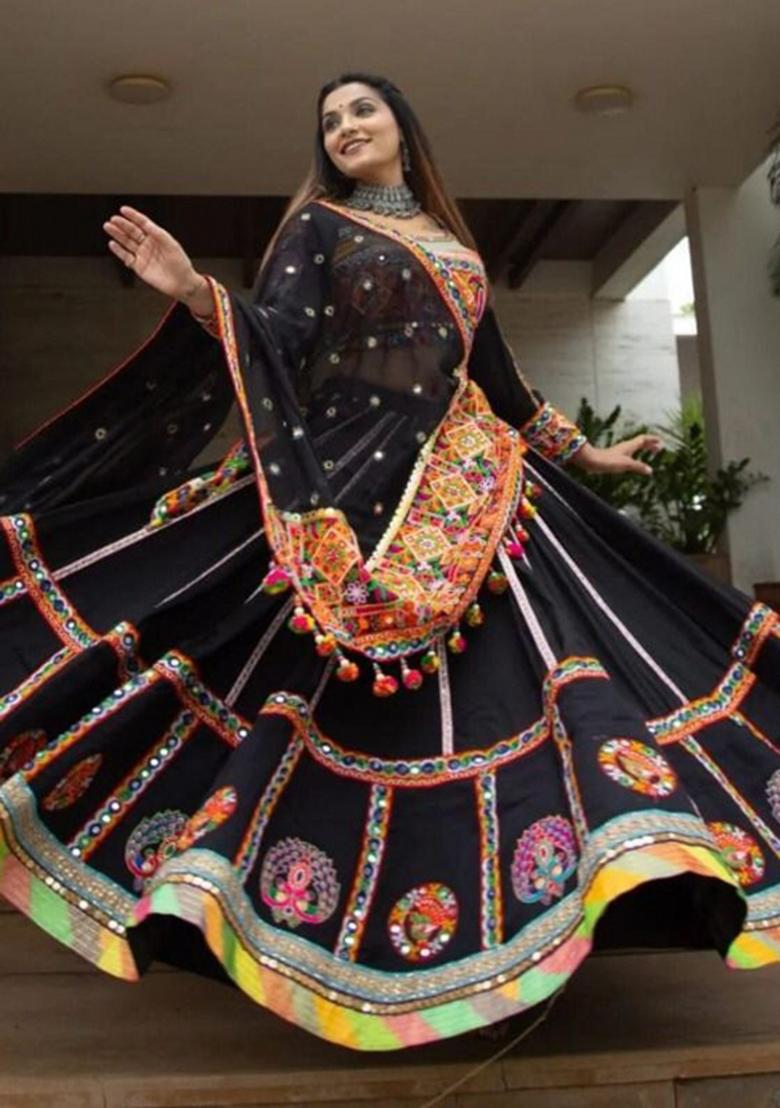 Multicolor Digital Print Silk Blend Lehenga Set - Indya