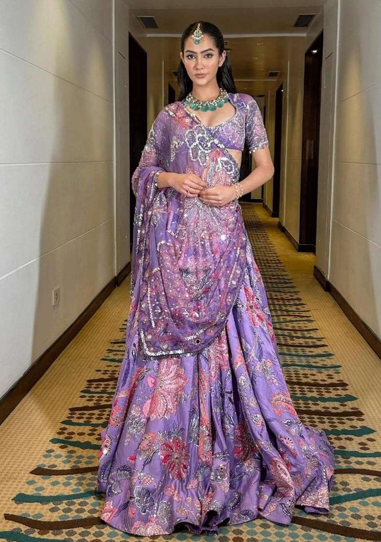Purple Work Silk Lehenga Set with Sequin for Diwali | Wedding & Festive Wear - Indya