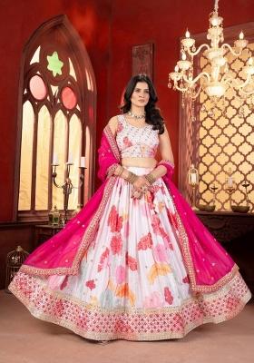 Pink Sequin Work Silk Lehenga Set