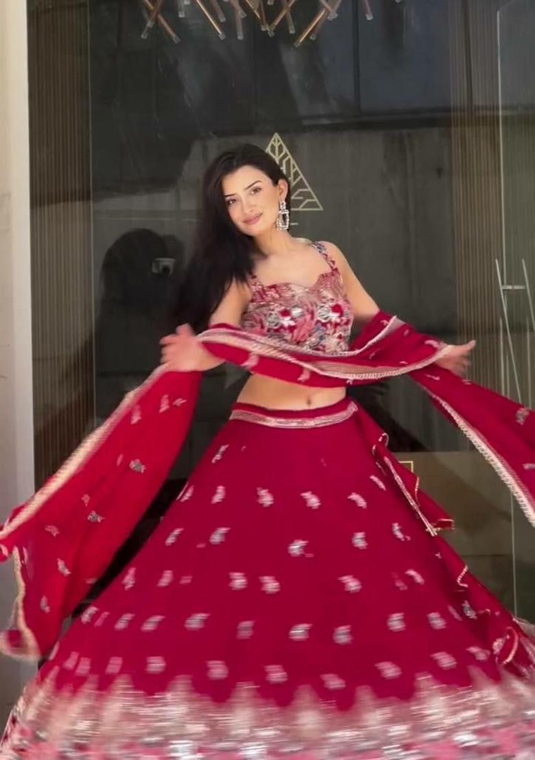 Rani Pink Georgette Lehenga Set - Indya