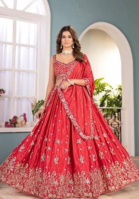 Rani Pink Sequin Work Chinon Lehenga Set