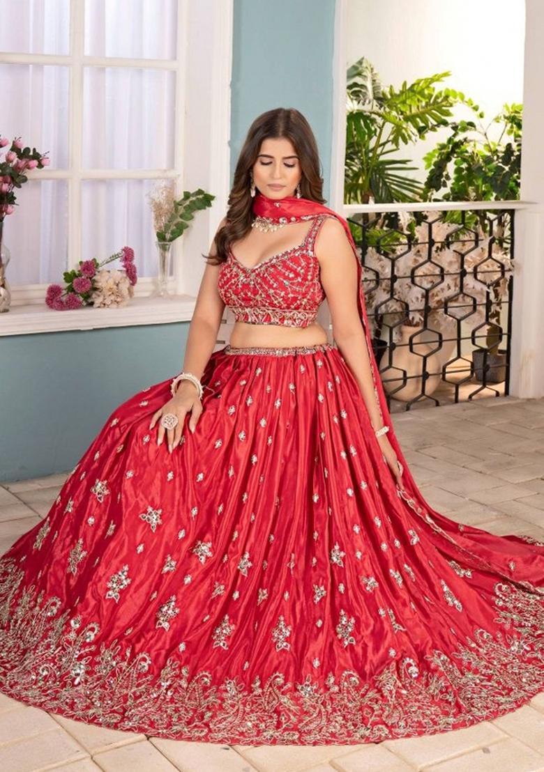 Rani Pink Sequin Work Chinon Lehenga Set - Indya
