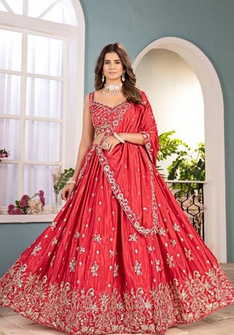 Rani Pink Sequin Work Chinon Lehenga Set