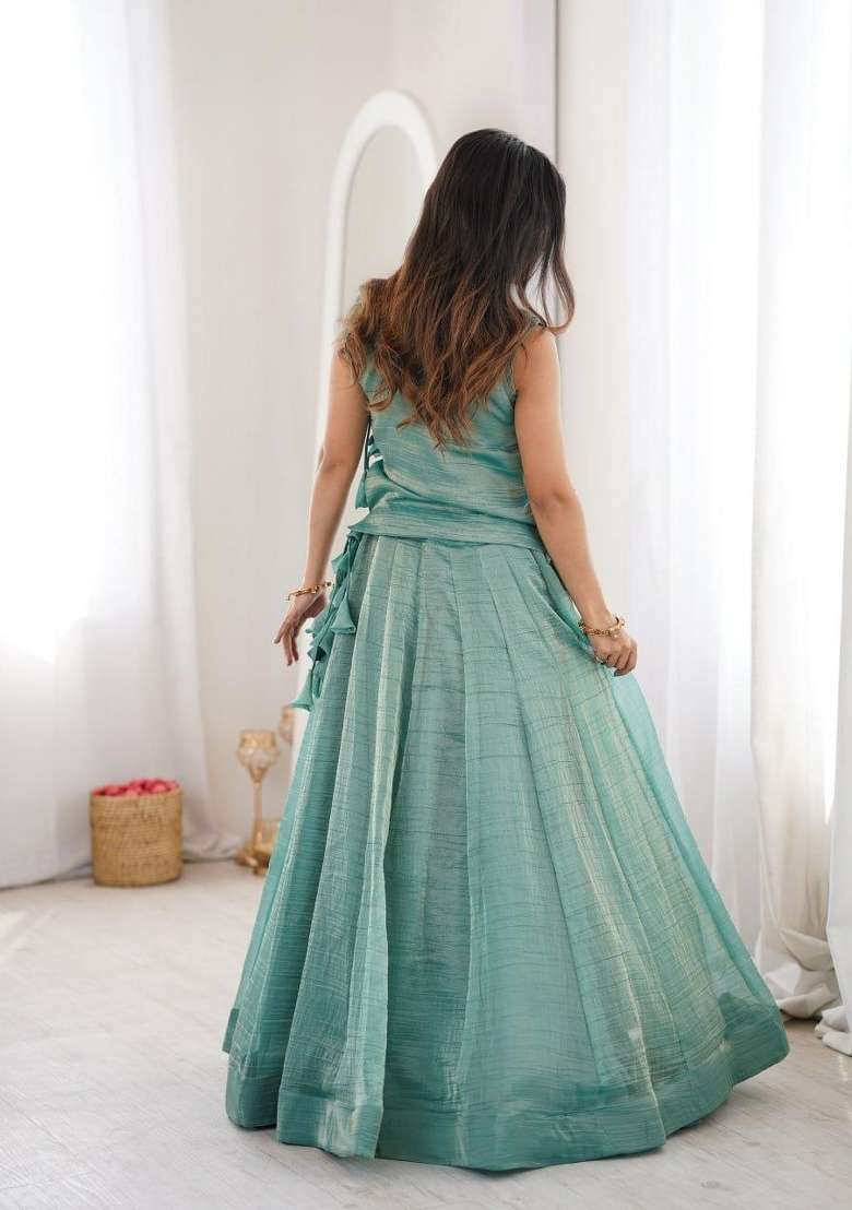 Blue Sequin Work Salsa Crush Lehenga Set for Diwali and Festive Wear - Indya