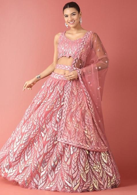 Sky Blue Embroidered Net Lehenga Set