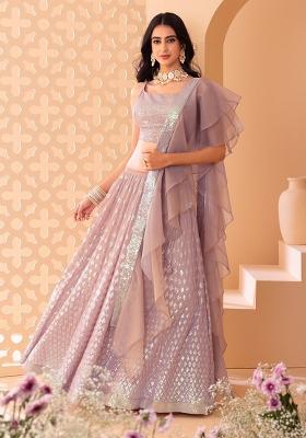 Baby Pink Embroidered Georgette Lehenga Set
