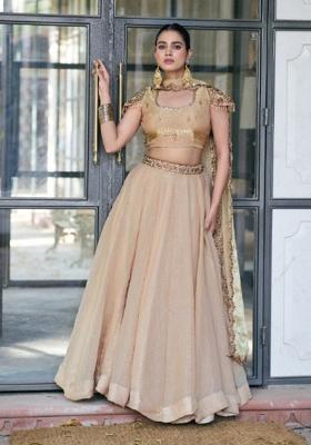 Cream Embroidered Fendi Lehenga Set
