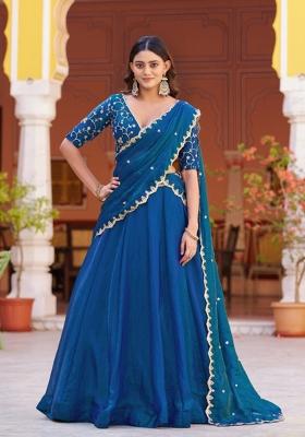 Peacock Embroidered Fendi Lehenga Set