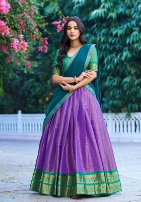 Lavendor Zari Work Kanchipuram Lehenga Set