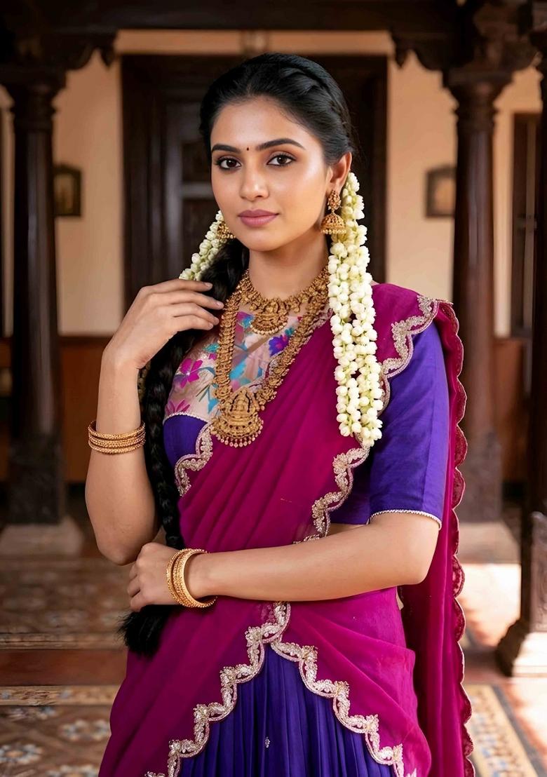 Purple Embroidered Naysha Lehenga Set - Indya