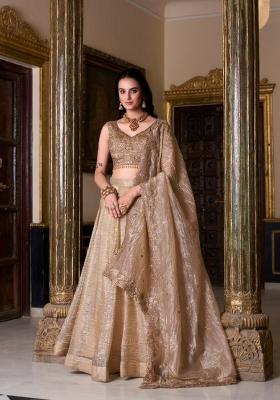Chiku Plain Gold Crush Lehenga Set