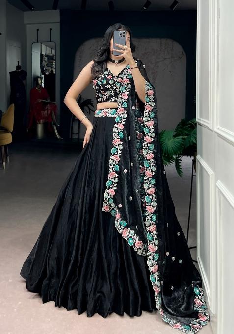 Black Embroidered Fendi Lehenga Set