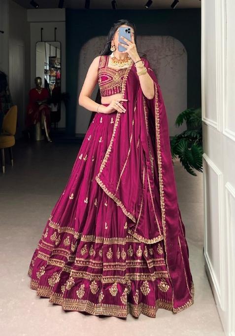 Pink Embroidered Rangoli Lehenga Set