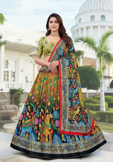 Perrot Printed Silk Lehenga Set